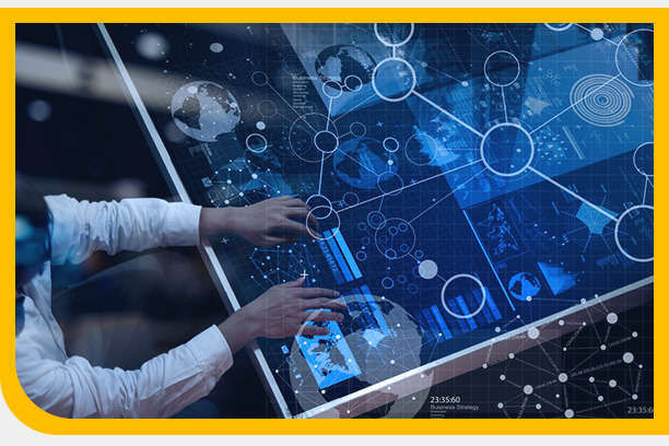 Person using an advanced touch screen interface with dynamic data visualizations for project management.